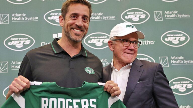 getty aaron rodgers woody johnson jets